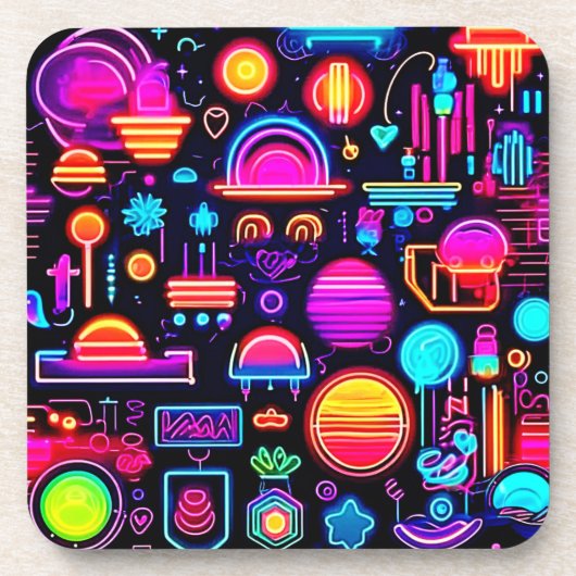 Neon geometrisch Abstract Bier Onderzetter (Voorkant)