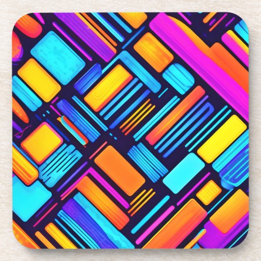 Neon geometrisch Abstract Bier Onderzetter (Voorkant)