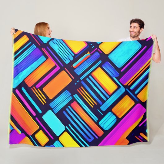 Neon Geometrisch Abstract Fleece Deken (In situ)