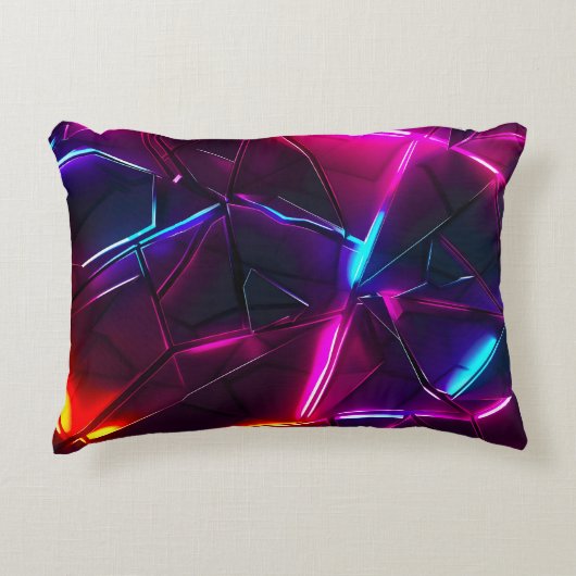 Neon Geometrisch Abstract Futuristisch Cyberpunk Accent Kussen (Voorkant)