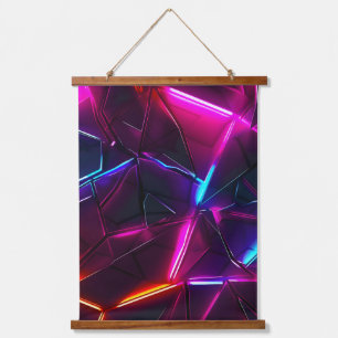 Neon Geometrisch Abstract Futuristisch Cyberpunk Hangend Wandkleed