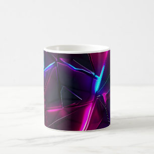 Neon Geometrisch Abstract Futuristisch Cyberpunk Koffiemok