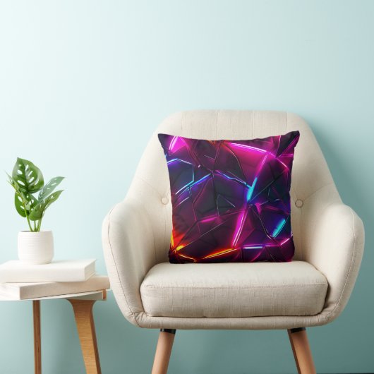 Neon Geometrisch Abstract Futuristisch Cyberpunk Kussen (Stoel)