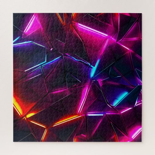 Neon Geometrisch Abstract Futuristisch Cyberpunk Legpuzzel (Verticaal)