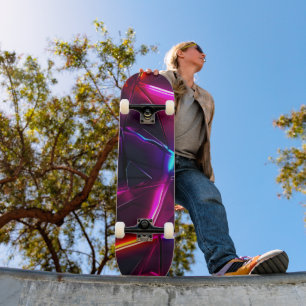 Neon Geometrisch Abstract Futuristisch Cyberpunk Persoonlijk Skateboard