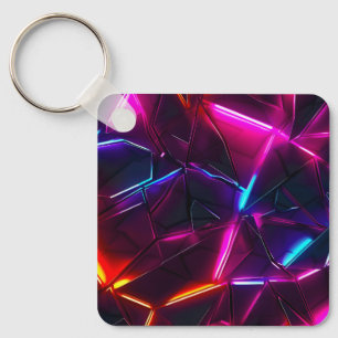 Neon Geometrisch Abstract Futuristisch Cyberpunk Sleutelhanger