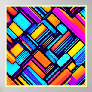 Neon geometrisch Abstract Poster