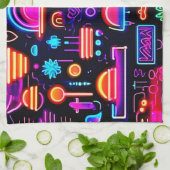 Neon geometrisch Abstract Theedoek (Gevouwen)