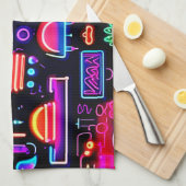 Neon geometrisch Abstract Theedoek (Quarter Fold)