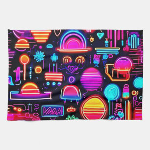 Neon geometrisch Abstract Theedoek