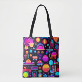 Neon geometrisch Abstract Tote Bag (Voorkant)