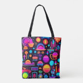 Neon geometrisch Abstract Tote Bag (Achterkant)