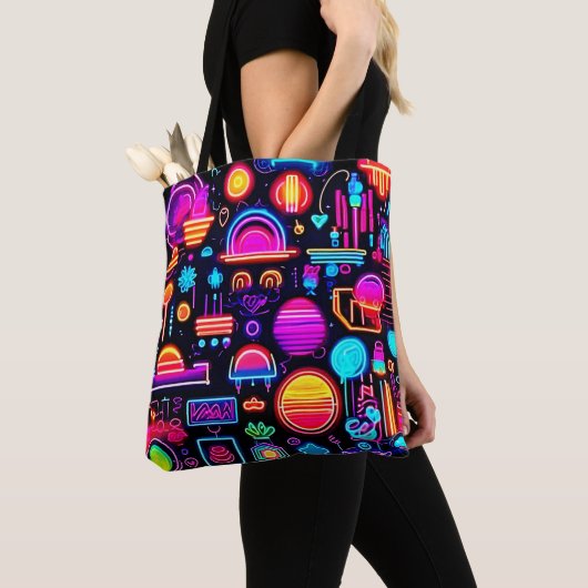 Neon geometrisch Abstract Tote Bag (Dichtbij)