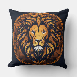 Neon geometrisch leeuwenembleem T-shirt Kussen