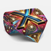 Neon geometrisch ontwerp stropdas (Opgerold)