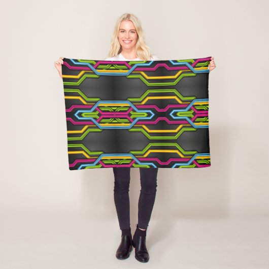 Neon Geometrisch Patroon Dekbed Fleece Deken (In situ)