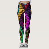 Neon geometrisch schedelpatroon leggings (Voorkant)