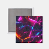 Neon Geometrische Abstracte Futuristische Cyberpun Magneet (Voorkant / Achterkant)