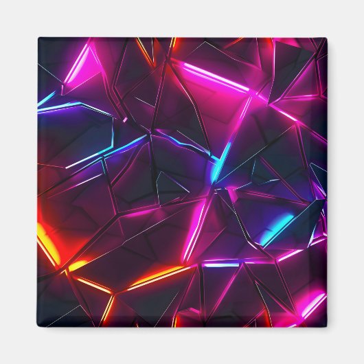 Neon Geometrische Abstracte Futuristische Cyberpun Magneet (Voorkant)