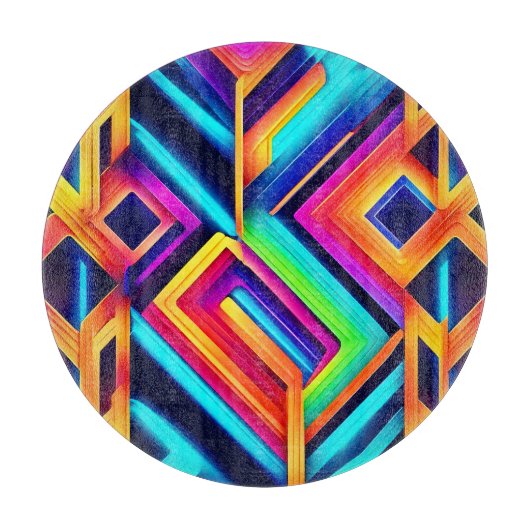 Neon geometrische Abstracte kunst Snijplank (Voorkant)