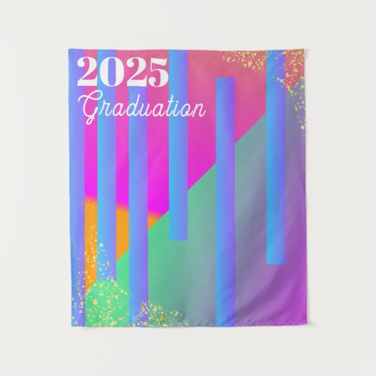 Neon Geometrische Afstudeer Achtergrond Wandkleed (Voorkant)