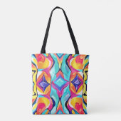 Neon Geometrische Fusie Kunst Tote Bag (Achterkant)