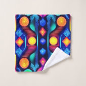 Neon geometrische mandala kunst bad handdoek (Wasdoekje)