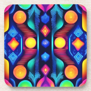 Neon geometrische mandala kunst bier onderzetter