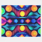Neon Geometrische Mandala Kunst Fleece Deken (Voorkant (Horizontaal))