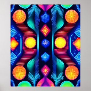 Neon geometrische mandala kunst poster