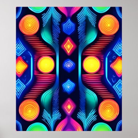 Neon geometrische mandala kunst poster (Voorkant)