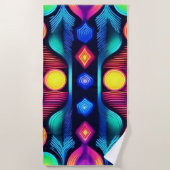 Neon geometrische mandala kunst strandlaken (Voorkant)