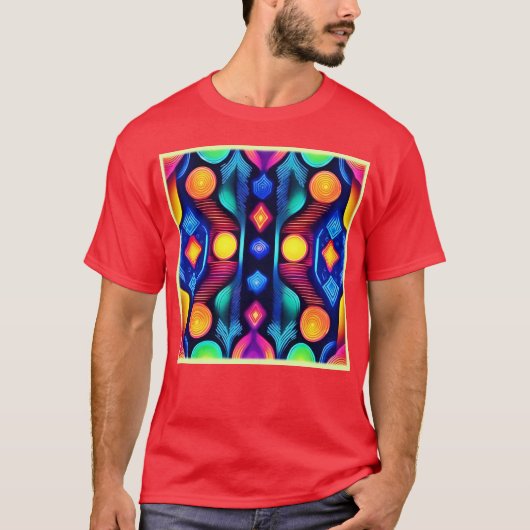 Neon geometrische mandala kunst t-shirt (Voorkant)