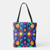 Neon Geometrische Mandala Kunst Tote Bag (Achterkant)