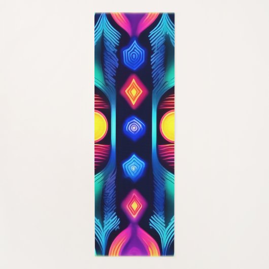 Neon geometrische mandala kunst yogamat (Voorkant)