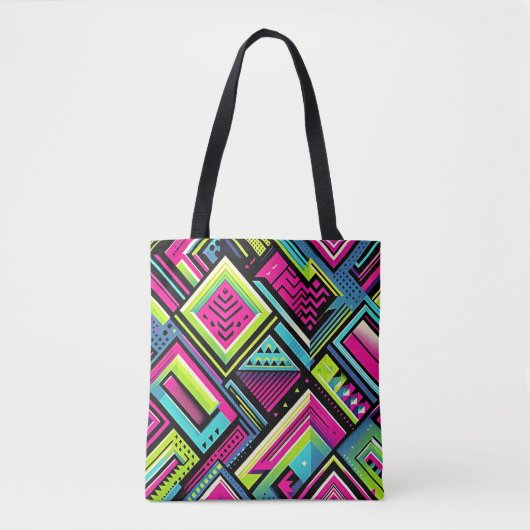 Neon Geometrische Pop Art Canvas tas (Voorkant)