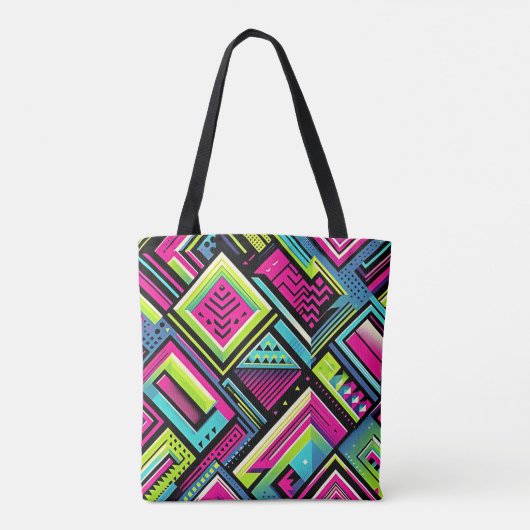 Neon Geometrische Pop Art Canvas tas (Achterkant)