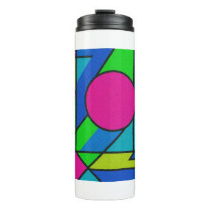 Neon geometrische Pop kunst - Abstracte kleur blok Thermosbeker