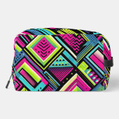 Neon geometrische retro vibes toilettasje (Achterkant)