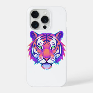 Neon Geometrische Tijger iPhone 15 Pro Case