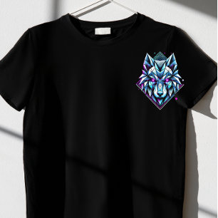 Neon geometrische wolf t-shirt