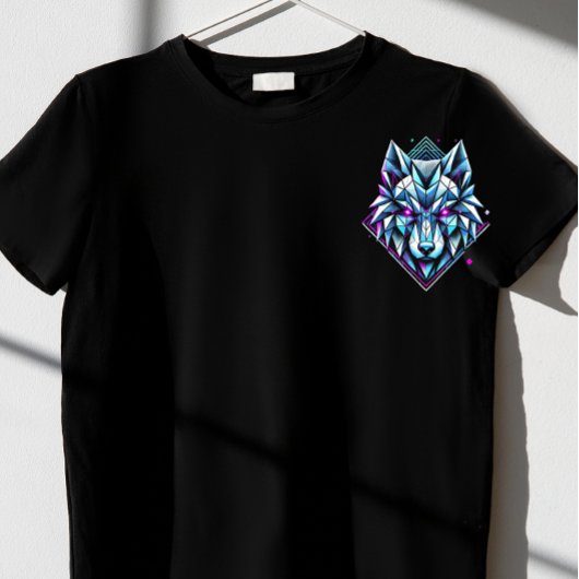 Neon geometrische wolf t-shirt