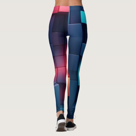 Neon Geometry Aangepaste Leggings (Achterkant)