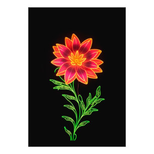Neon gestileerde bloem foto afdruk