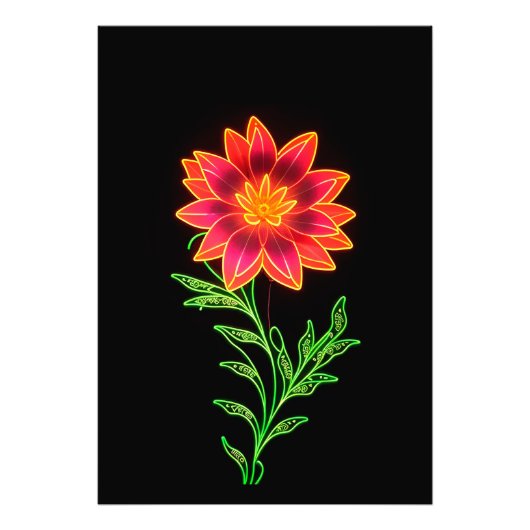 Neon gestileerde bloem foto afdruk (Voorkant)
