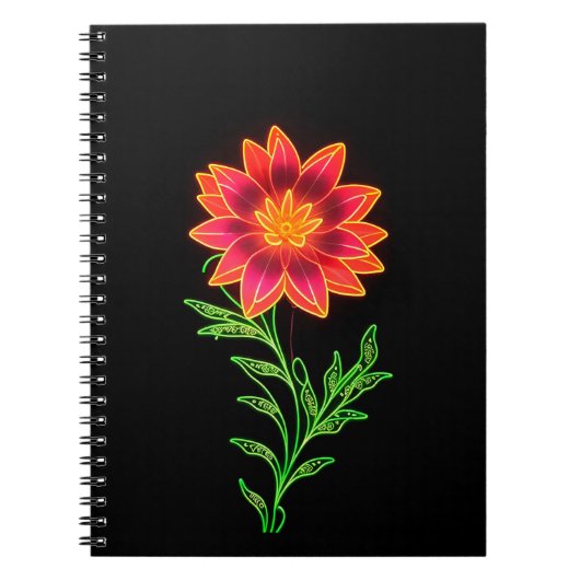 Neon gestileerde bloem notitieboek (Voorkant)