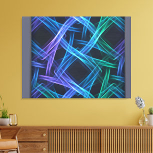 Neon Geweven Lichtlinten Abstracte Fusie Canvas Afdruk