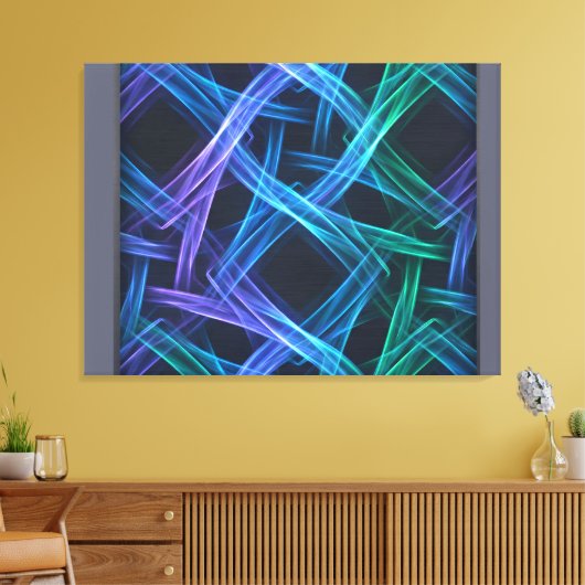 Neon Geweven Lichtlinten Abstracte Fusie Canvas Afdruk (Insitu (Woonkamer))