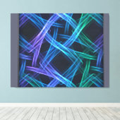 Neon Geweven Lichtlinten Abstracte Fusie Canvas Afdruk (Insitu (Houten vloer))