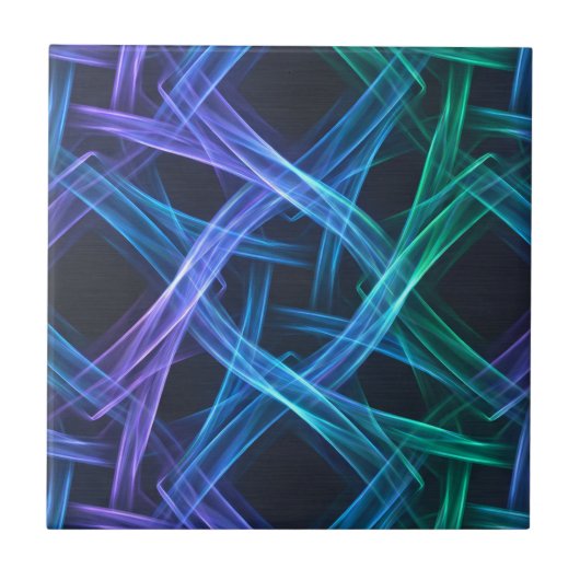 Neon Geweven Lichtlinten Abstracte Fusie Ontwerp Tegeltje (Voorkant)